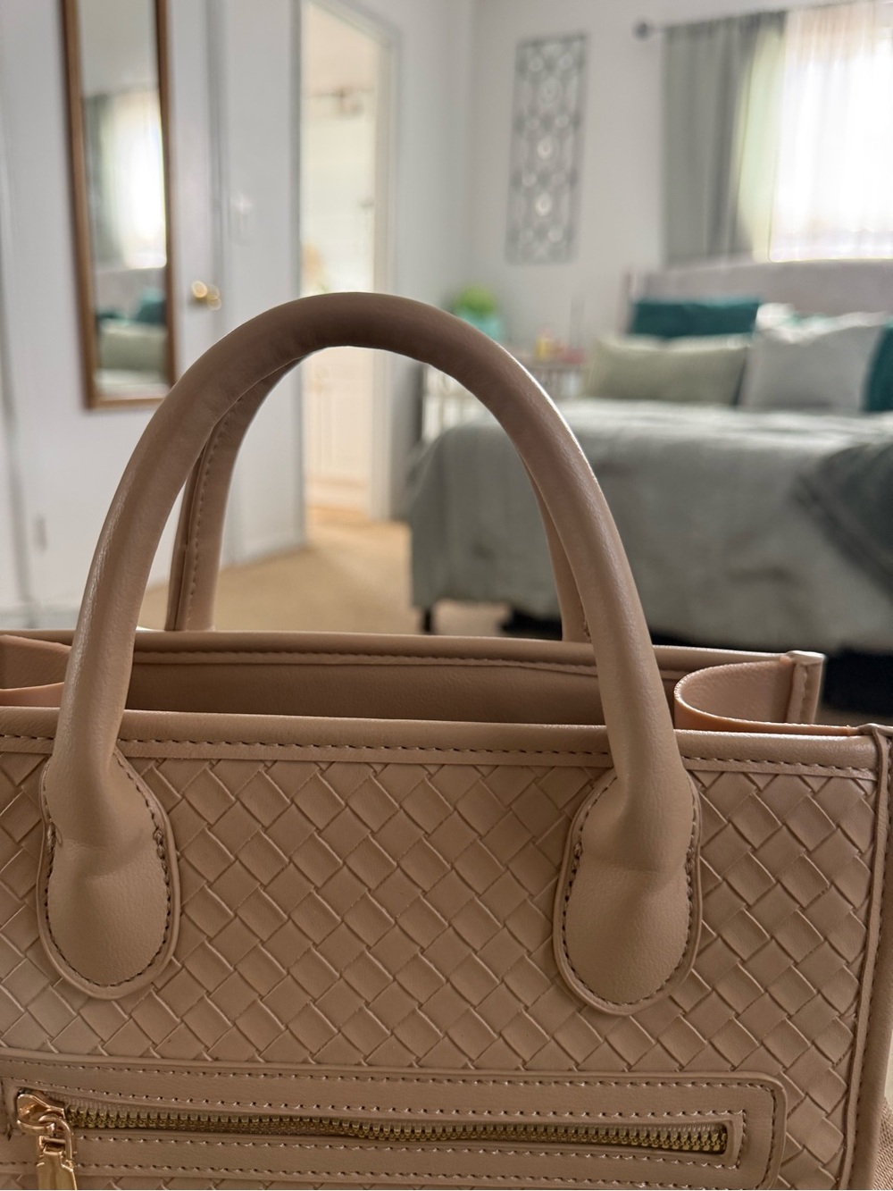 Crossi Woven Texture Top-Handle Bag - Picture 2 of 10